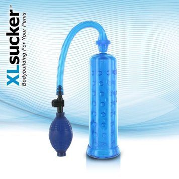 Фото 【Вакуумна помпа XLsucker Penis Pump Blue для члена довжиною до 18см, діаметр до 4 см】 артикул 【E22147】 для покупки в сексшопі FunLove