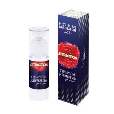 Їстівна масажна олія MAI Attraction Champagne Strawberry Hot Kiss (50 мл) SO6054 фото