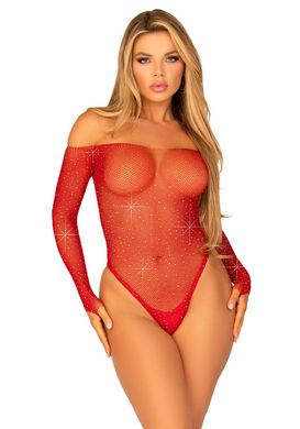 Сетчатое боди со стразами Leg Avenue Crystalized fishnet bodysuit Red One Size