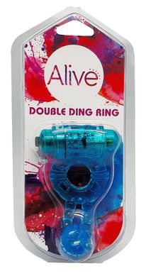Эрекционное виброкольцо Alive Double Ding Ring Blue SO8690 фото