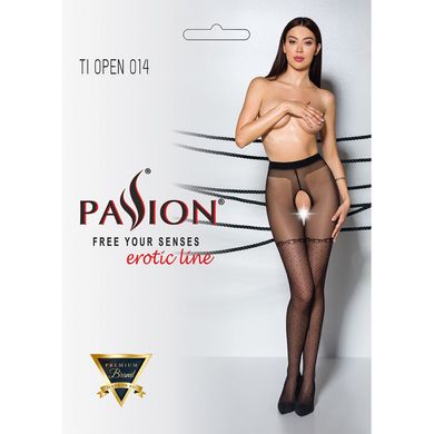 Колготки з відкритим доступом, імітація панчіх Passion TIOPEN 014 3/4 (20 den), black