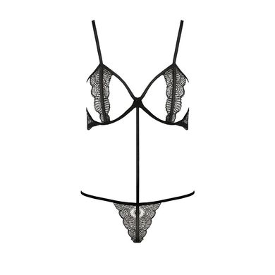 Комплект белья QUENTRIS BIKINI black XXL/XXXL - Passion Exclusive, стринги и полуоткрытый лиф PS26603 фото