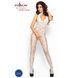Бодистокинг Passion BS009 white, комбинезон, цветочный узор, декольте, закрытое горло