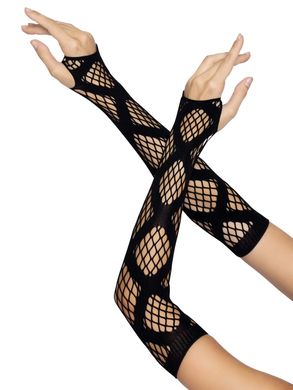 Довгі мітенки Leg Avenue Faux wrap net arm warmers One size Black, велика сітка SO8574 фото