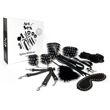 Набор Art of Sex - Spikes BDSM Set Leather, 10 предметов, натуральная кожа, Черный SO7140 фото