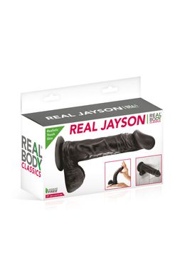 Фалоімітатор на присосці Real Body — Real Jayson Black, TPE, діаметр 4 см SO4029 фото