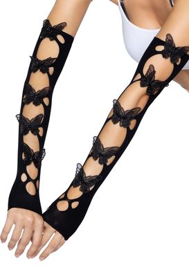 Мітенки Leg Avenue Butterfly applique arm warmers Black, метелики