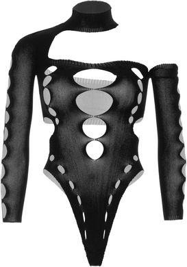 Бесшовное боди на одно плечо Leg Avenue Seamless thong back bodysuit, One Size, черное