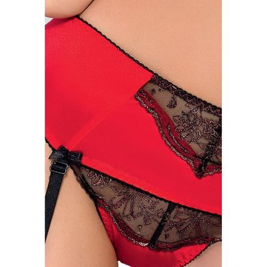 (SALE) Комплект белья BRIDA SET OpenBra red L/XL - Passion Exclusive: трусики-танга, пояс, лиф PS22725 фото