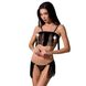 Комплект белья KASSANDRA SET OpenBra black XXL/3XL - Passion Exclusive: лиф из бахромы, трусики-юбка PS26303 фото 1