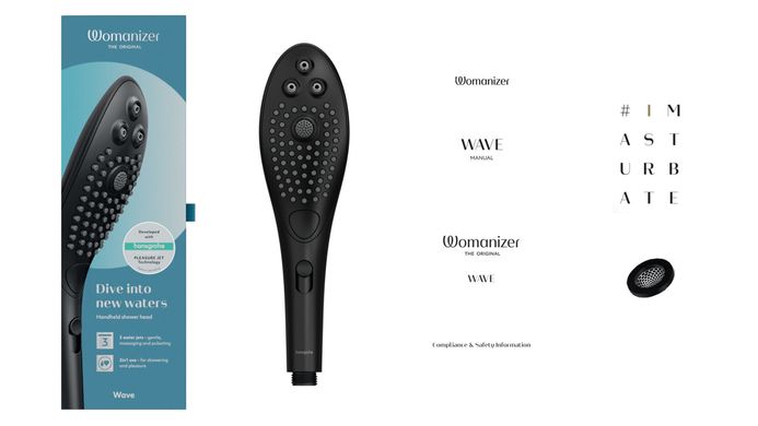 Насадка-стимулятор для душа 2в1 Womanizer Wave Black, массажер для интимных зон