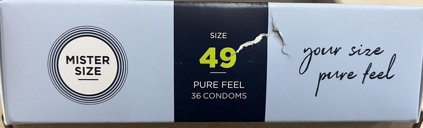 Презервативи Mister Size - pure feel - 49 (36 condoms), товщина 0,05 мм (м'ята упаковка!!!)