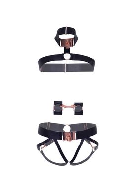 Комплект атласних ременів для бондажу Leg Avenue Satin elastic harness Set, One size, Black SO8558 фото