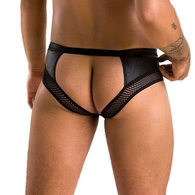 Фото 【Чоловічі труси з ланцюжком Passion 030 SLIP TOM L/XL Black, екошкіра, відкриті сідниці】 артикул 【SO7561】 для покупки у FunLove