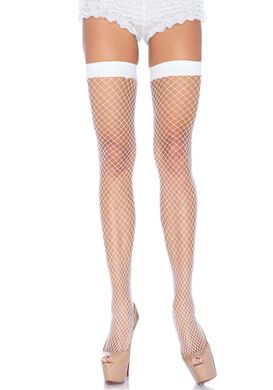 Панчохи-сітка Leg Avenue Fishnet Thigh Highs White, дрібна сітка, one size SO7974 фото