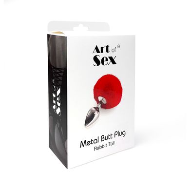 Металлическая анальная пробка М Art of Sex - Metal Butt plug Rabbit Tail, Черный SO6961 фото