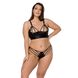 Комплект з екошкіри Passion MALWIA BIKINI 4XL/5XL black, з люверсами та ремінцями, бра, трусики