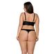 Комплект з екошкіри Passion MALWIA BIKINI 6XL/7XL black, з люверсами та ремінцями, бра, трусики