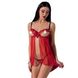 Прозрачный пеньюар с открытой грудью CHERRY CHEMISE red S/M - Passion Exclusive, трусики