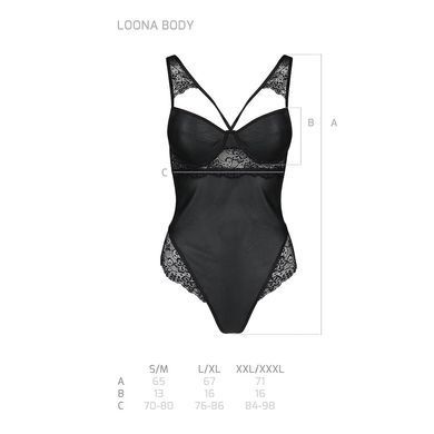 Фото 【Боди из эко-кожи и кружева Passion LOONA BODY L/XL, black】 артикул 【SO5355】 для покупки на FunLove