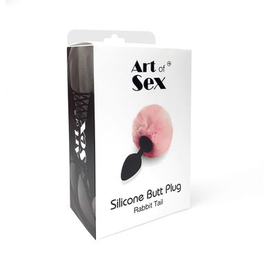 Силиконовая анальная пробка М Art of Sex - Silicone Bunny Tails Butt plug Red, диаметр 3,5 см SO6964 фото