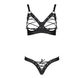 Комплект Passion CELINE BIKINI 2XL/3XL black відкритий бра з стрічками стрінги з шнурівкою, екошкіра