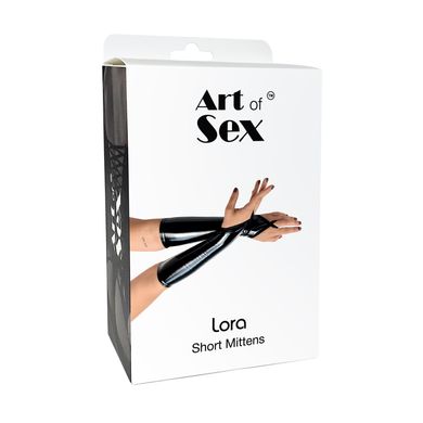 Вінілові міттинки Art of Sex - Lora короткі, размер L, колір чорний SO7363 фото