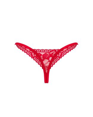 Кружевные стринги Obsessive Lacelove thong XL/2XL Red, низкая посадка