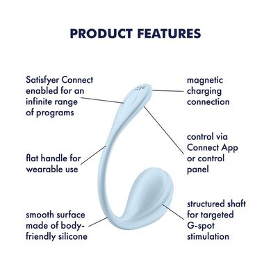 Виброяйце Satisfyer Smooth Petal Connect App Light Blue