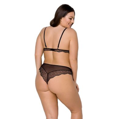 Комплект білизни Passion Amberly Set 4XL/5XL black, ліф, трусики бразиліана, люрексова нитка SO7055 фото