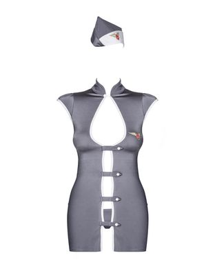 Еротичний костюм стюардеси Obsessive Stewardess 3 pcs costume grey S/M (м'ята упаковка!!!) SO7308-R фото