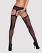 Сітчасті панчохи-стокінги з квітковим малюнком Obsessive Garter stockings S207 S/M/L, чорні, імітаці SO7266 фото 1