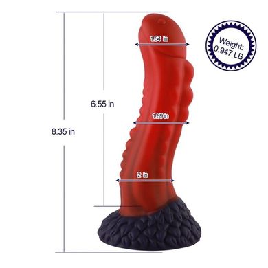 Силіконовий дилдо Hismith 8.35" Curved Silicone Dildo Red Monster Series