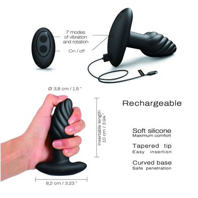 Анальна пробка з вібрацією та перлинним масажем Dorcel Spin Plug, макс. діам. 3,8 см, пульт ДК SO9019 фото