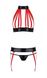 Комплект жіночої білизни з ремінців Passion Aziza S/M, червоний, бюстгальтер, пояс, стринги SO7639 фото 3