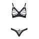 Комплект из экокожи Passion Celine Bikini 6XL/7XL black, открытый бра, стринги со шнуровкой SO7058 фото 7