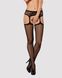 Сетчатые чулки-стокинги с узором на ягодицах Obsessive Garter stockings S232 S/M/L, черные, имитация