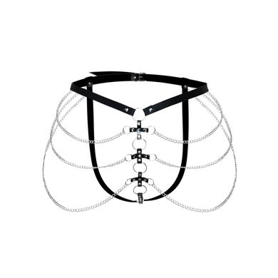 Сексуальные кожаные трусики украшенные цепями Art of sex - Cross, цвет Черный, размер XS-M SO9657 фото