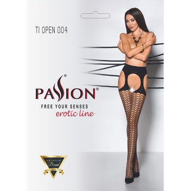 Эротические колготки TIOPEN 004 black 3/4 (fishnet 40 den) - Passion, имитация чулок и пояса PS24507 фото