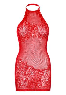 Платье-сетка со стразами Leg Avenue Rhinestone halter mini dress Red, открытая спина, one size SO7958 фото