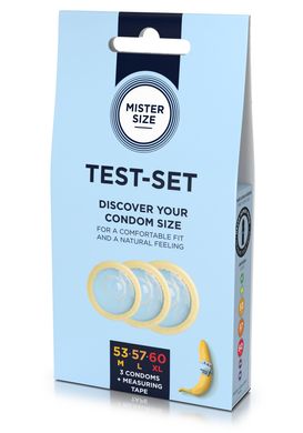Набір презервативів Mister Size test-set 53–57–60, 3 розміри + лінійка, товщина 0,05 мм SO8056 фото