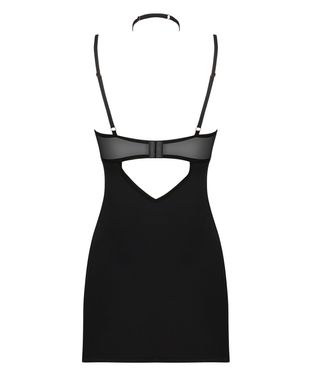 Сорочка Obsessive Selinne chemise & thong XL/2XL Black, стрінги, подвійні бретелі SO8672 фото