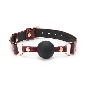 Силіконовий кляп Liebe Seele Wine Red Ball Gag, діаметр кульки 4,3 см, ремінь із натуральної шкіри