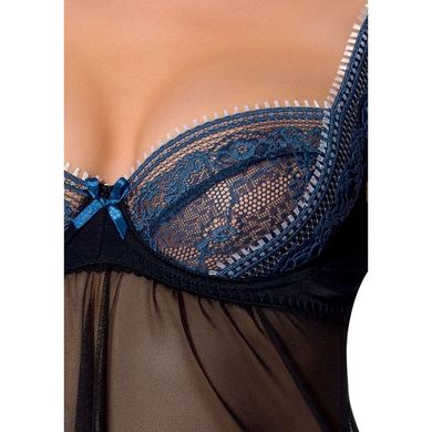 Сорочка беби долл прозрачная GISELE CHEMISE black XXL/XXXL - Passion Exclusive, трусики