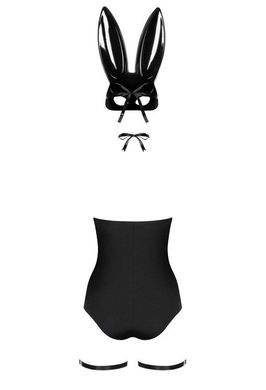 Еротичний костюм кролика Obsessive Bunny costume L/XL, black, боді, чокер, гартери, панчохи, маска SO7702 фото