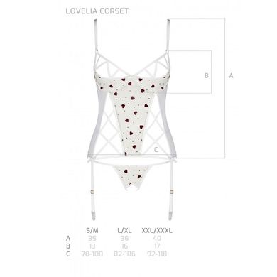 Корсет з підв'язками + стрінги LOVELIA CORSET white L/XL - Passion SO4768 фото