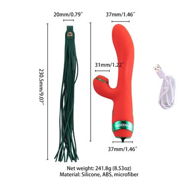 Вібратор-кролик з флогером LOCKINK SEVANDA Whip Vibrating Massage Wand - Red & Green