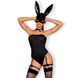 Еротичний костюм кролика Obsessive Bunny costume L/XL, black, боді, чокер, гартери, панчохи, маска SO7702 фото 1