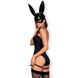 Еротичний костюм кролика Obsessive Bunny costume L/XL, black, боді, чокер, гартери, панчохи, маска SO7702 фото 2