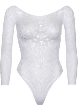 Эротическое боди-бодистокинг Leg Avenue Snap crotch thong back teddy White S/M